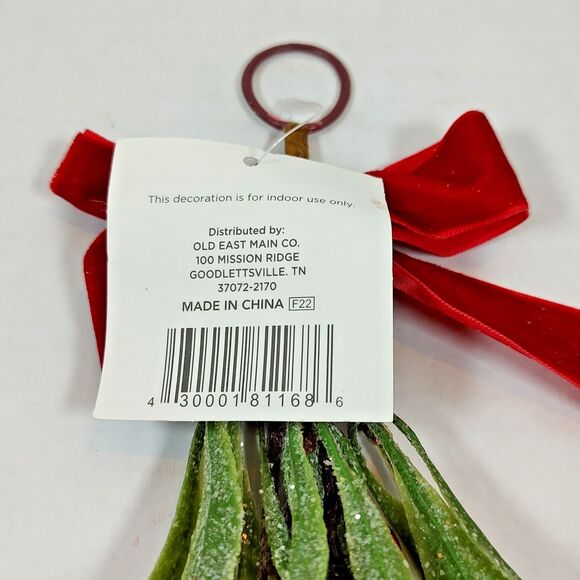 Holiday Style Mistletoe Christmas Ornament Blue Velvet Red Burgundy Bows Glitter - Picture 9 of 13